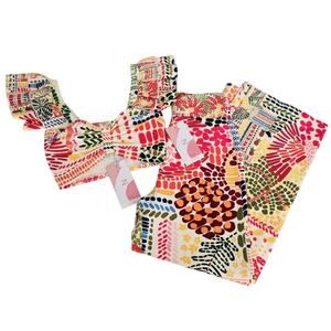 ANI  2 Piece Set Ruffle Crop Top & High Waist Wide Leg Pants, Tulum Print, XS